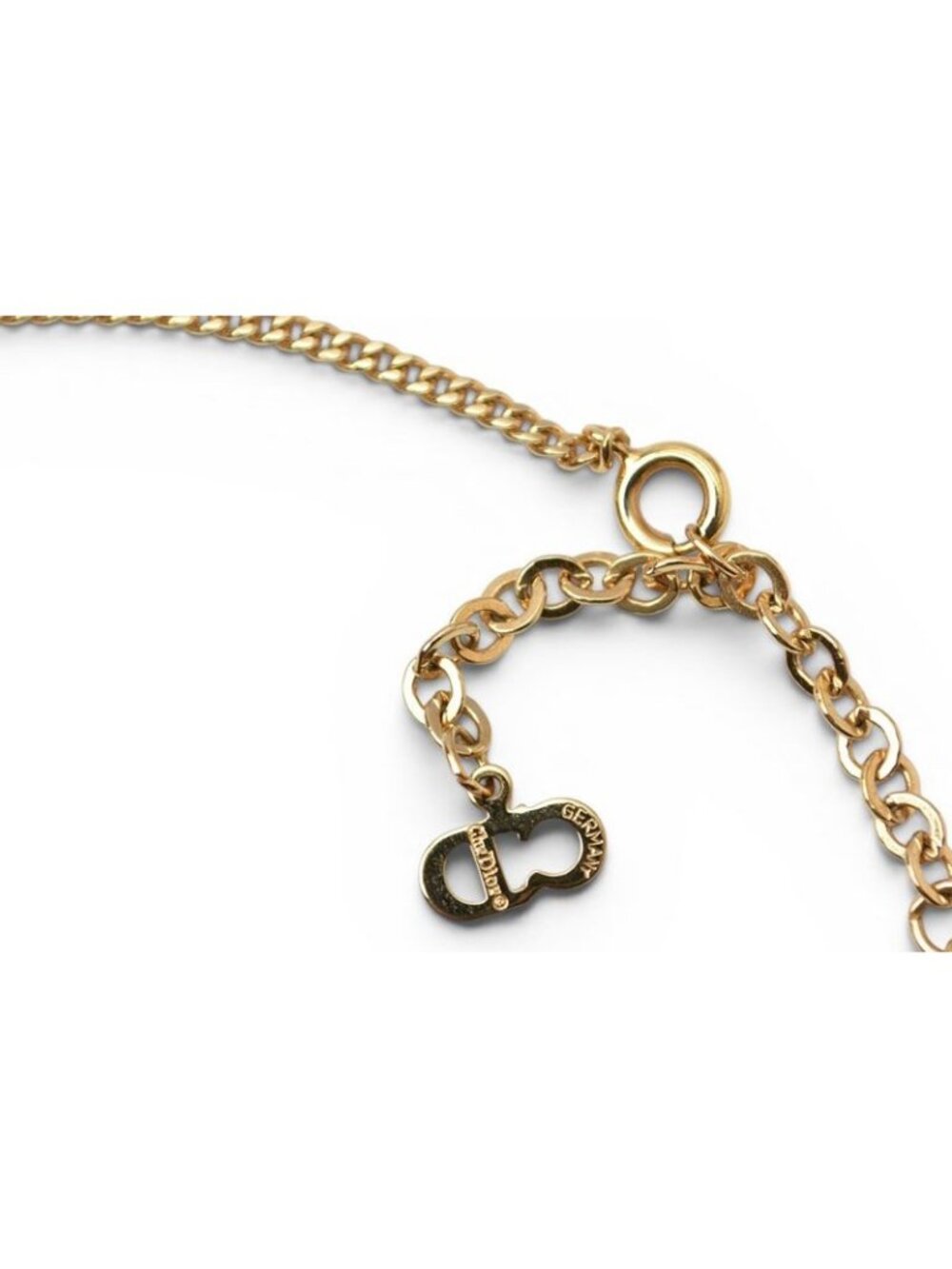 Dior Necklace Vintage CD Logo Line Stone Gold - Picture 3 of 6